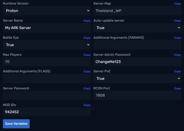 The MOD IDs field in the PLAYERTICK control panel