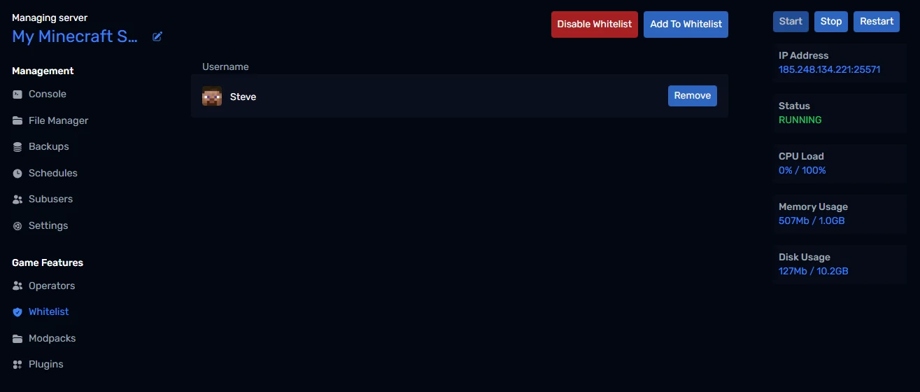 A player listed on the whitelist