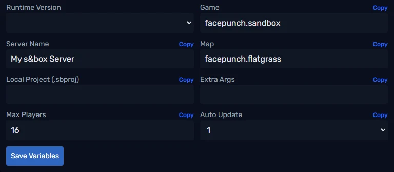 s&box startup variables in the PLAYERTICK control panel